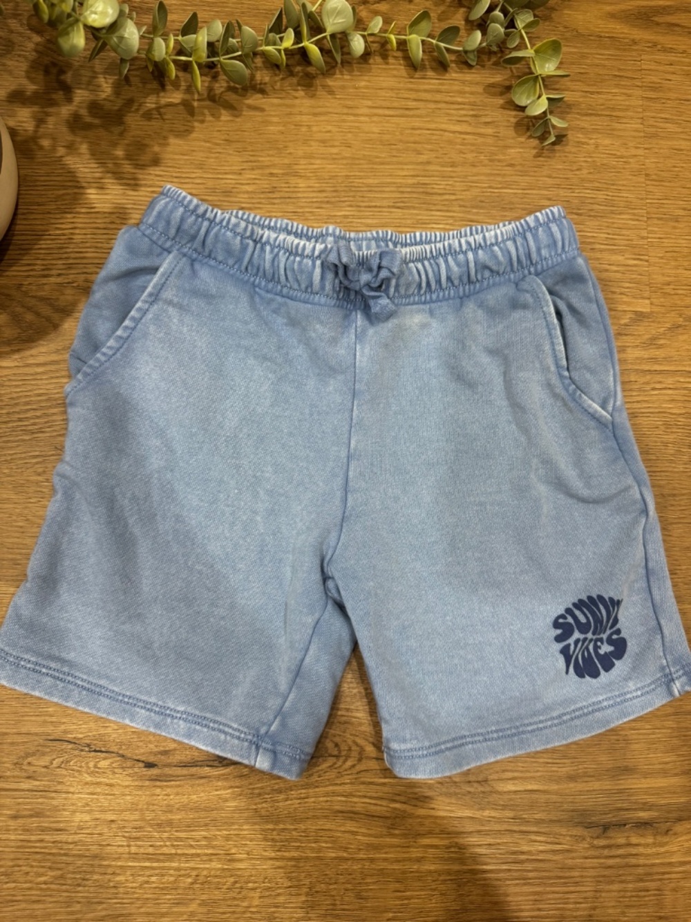 H&M Boys 4T Blue Washed Summer Vibes Sweat Shorts